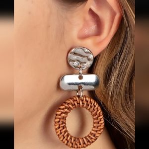 Woven Whimsicality - Brown ♥ Post Earrings
